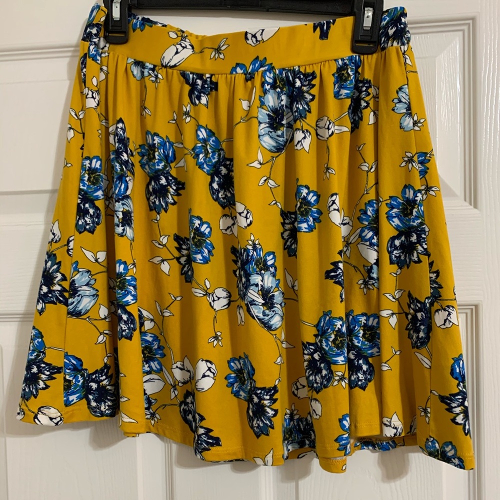 Yellow and blue floral skirt